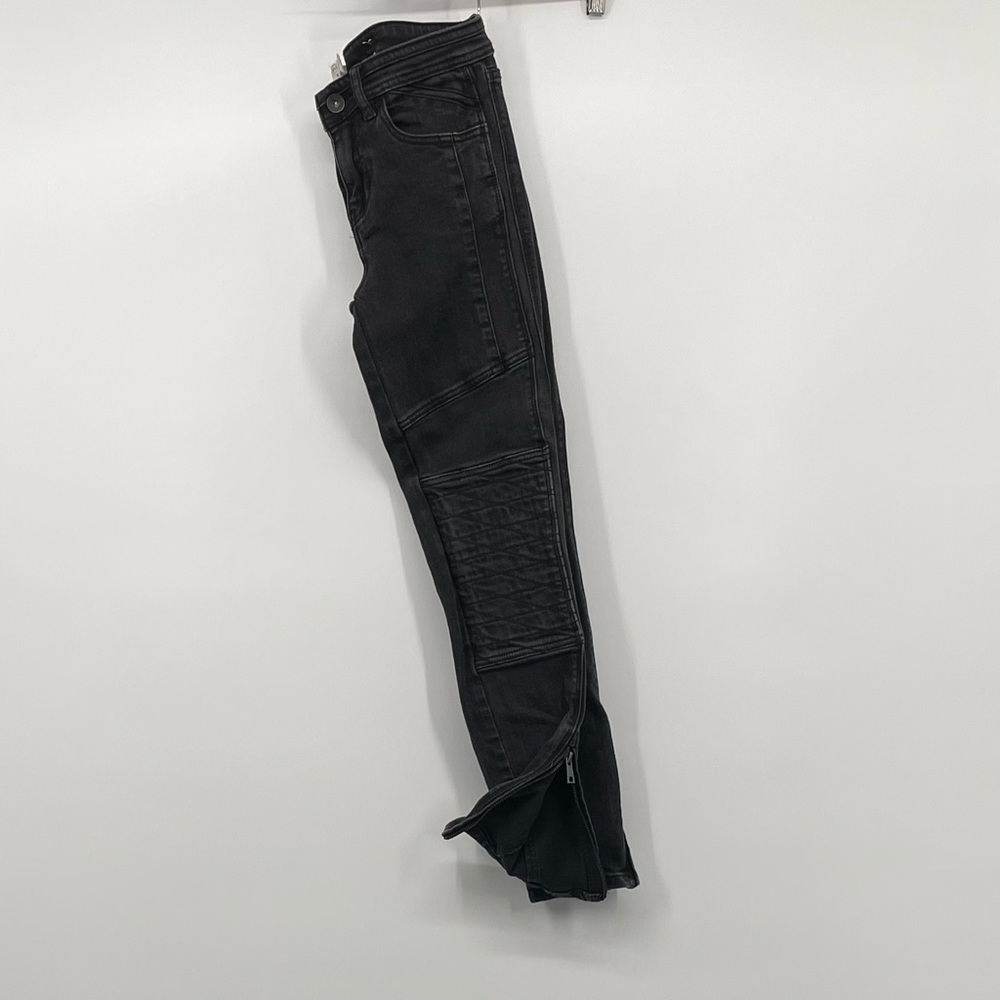 Free People Black Moto Skinny Jeans Zip Ankle Biker Denim 27